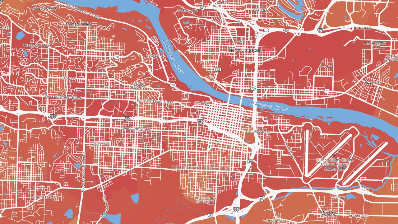 72202, AR Map of Vehicle Theft Rates