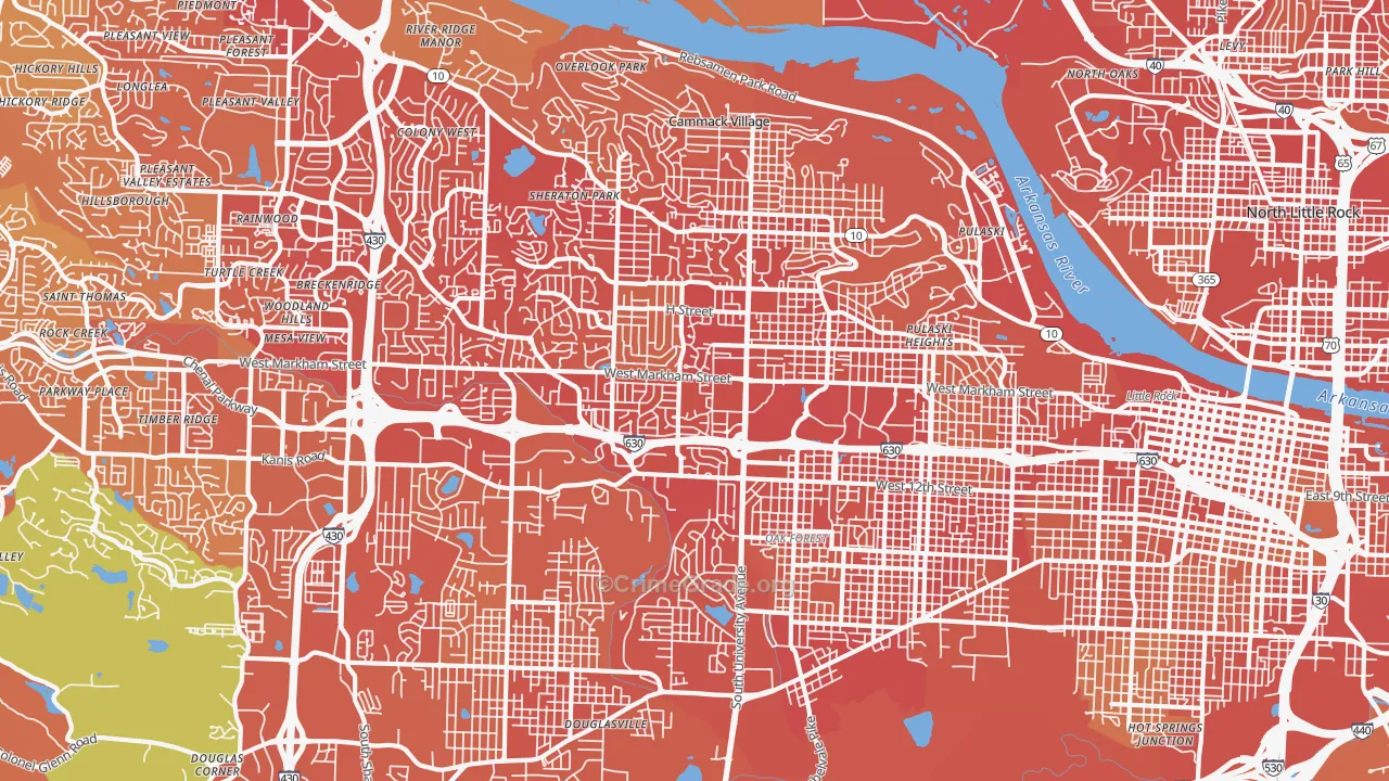 72205, AR Map of Vehicle Theft Rates