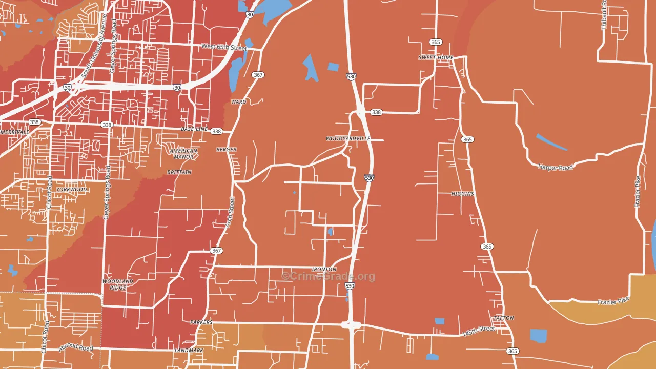 72206, AR Map of Vehicle Theft Rates