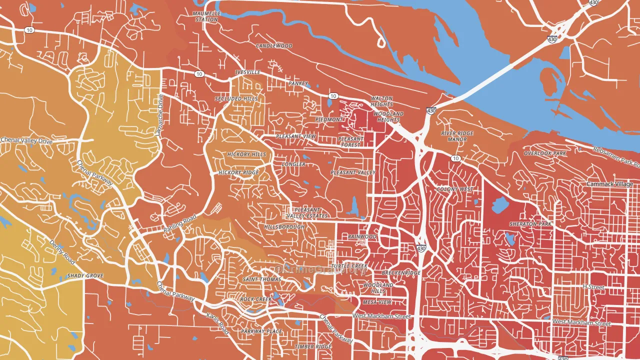 72212, AR Map of Vehicle Theft Rates