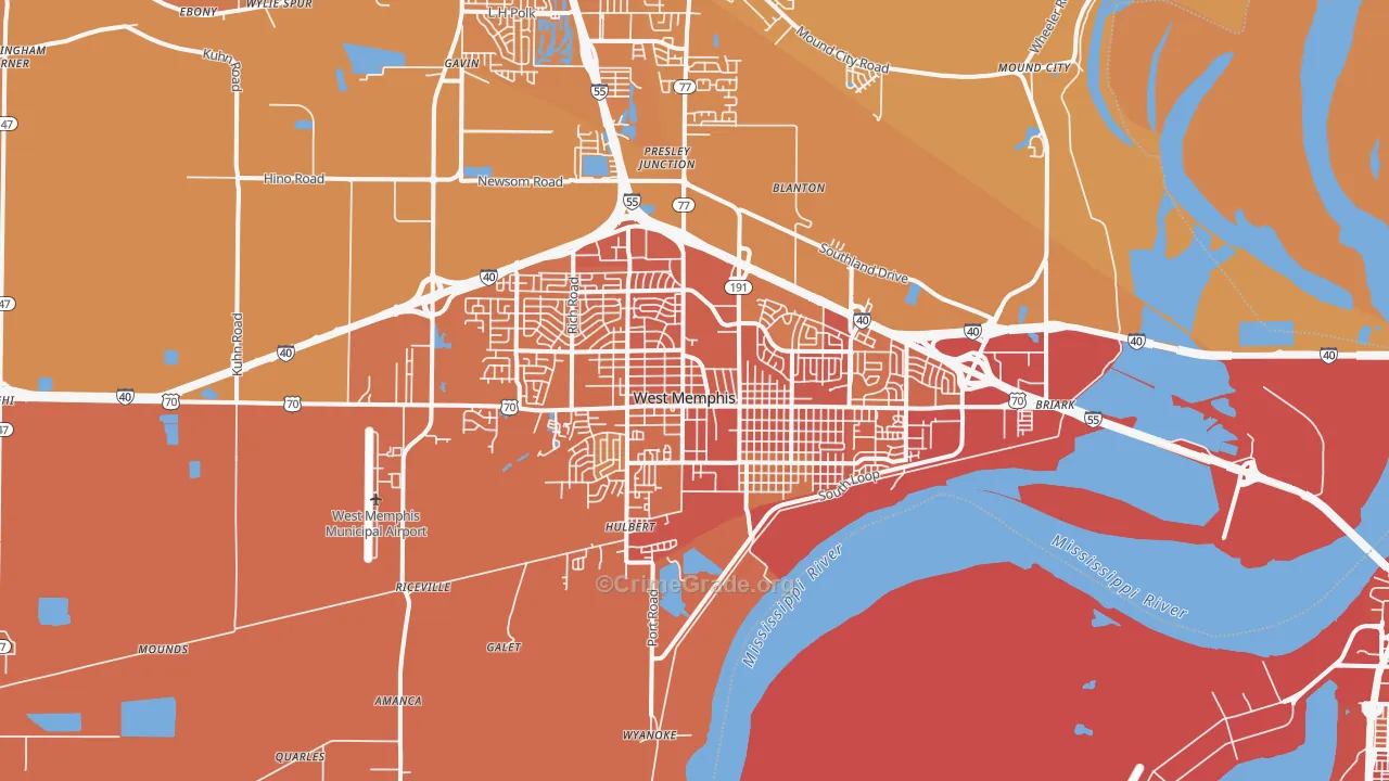 72301, AR Map of Vehicle Theft Rates