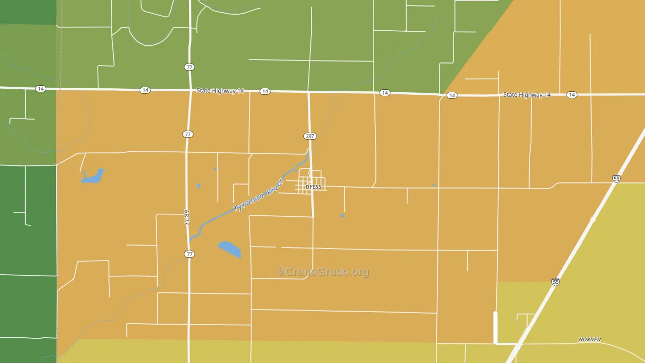 72330, AR Map of Vehicle Theft Rates