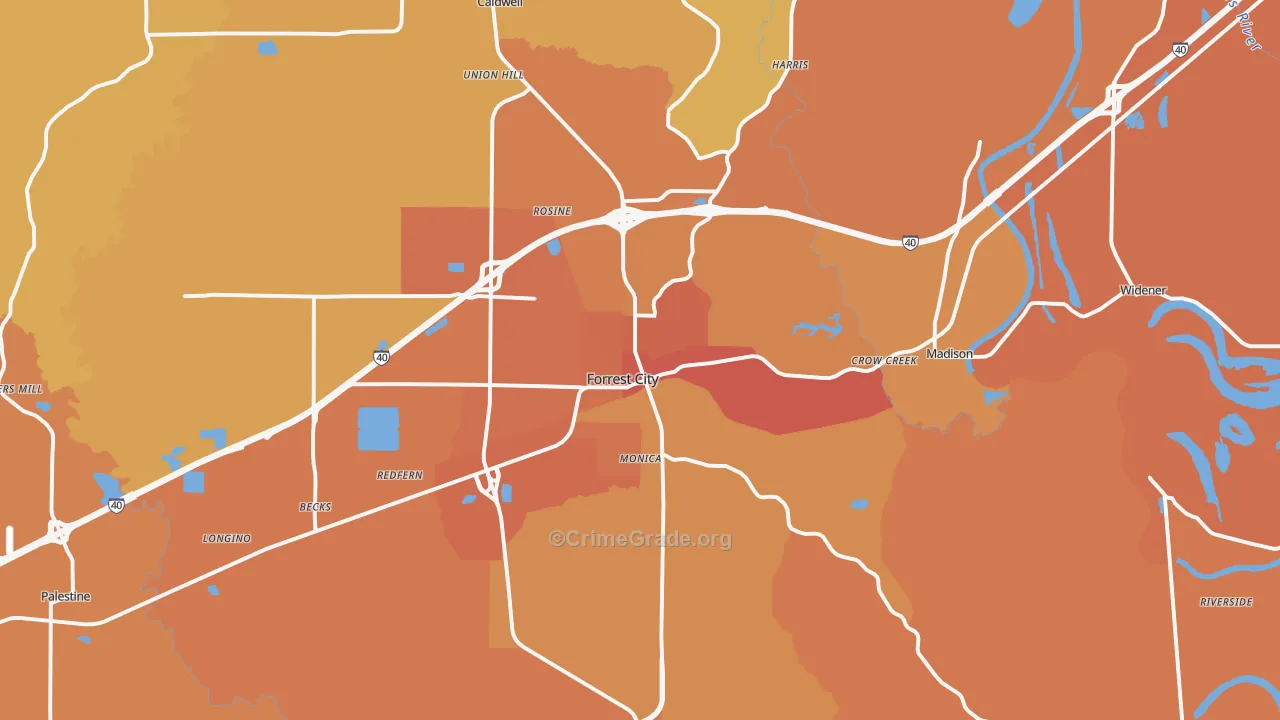 72335, AR Map of Vehicle Theft Rates