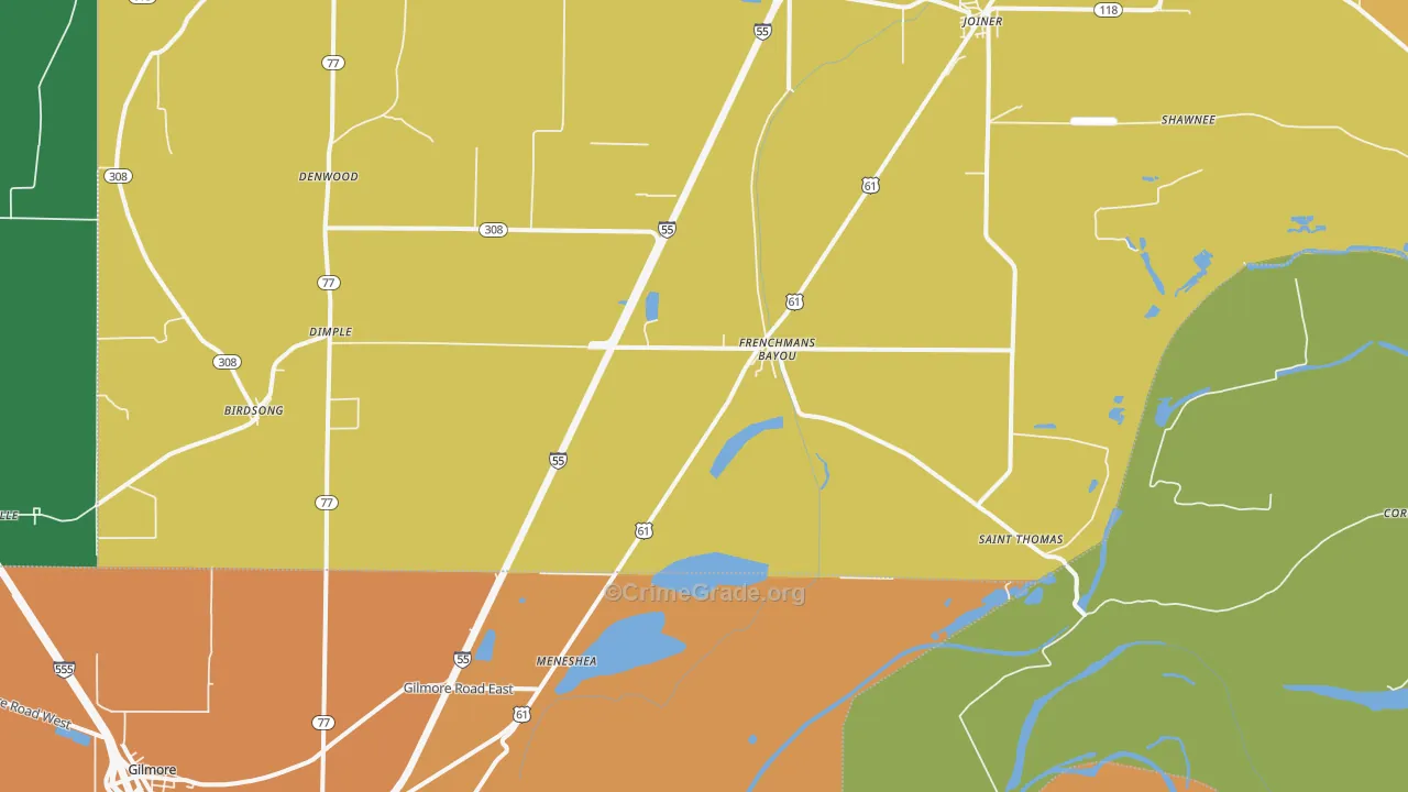 72338, AR Map of Vehicle Theft Rates