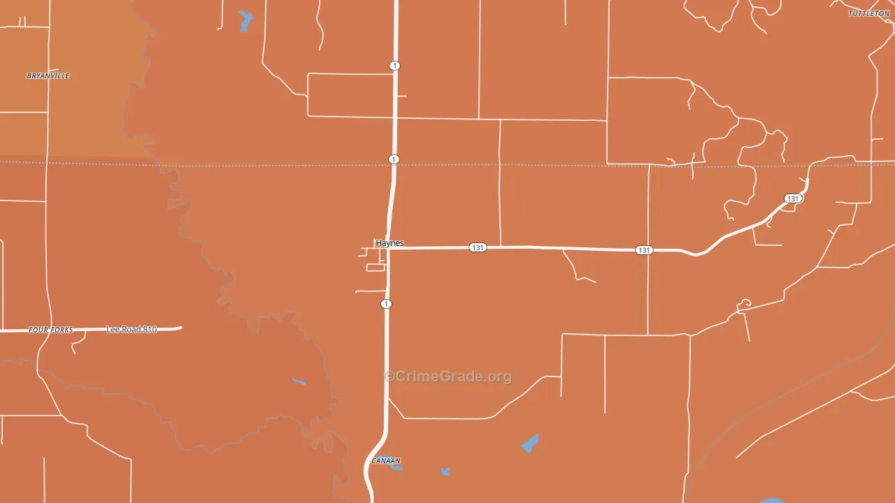 72341, AR Map of Vehicle Theft Rates