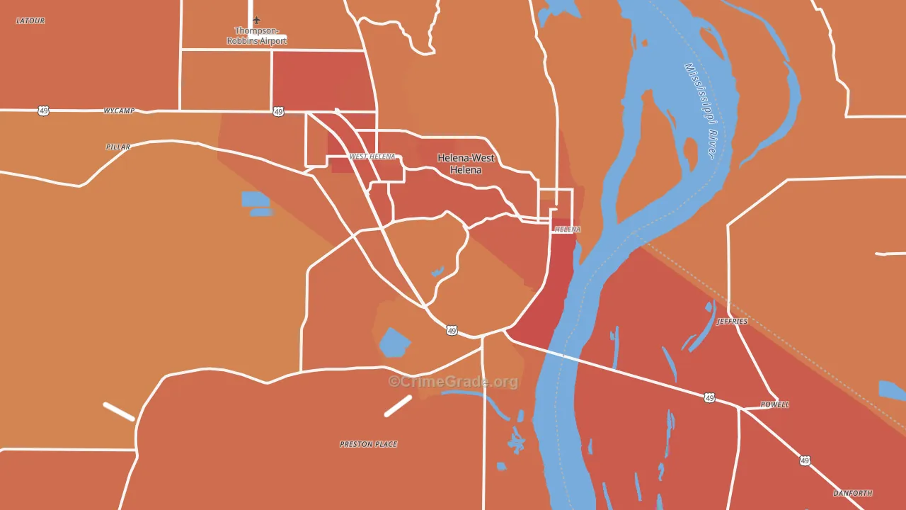 72342, AR Map of Vehicle Theft Rates
