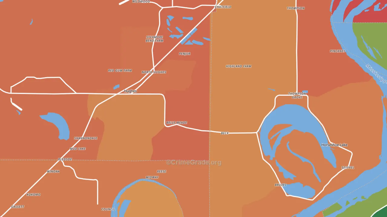 72348, AR Map of Vehicle Theft Rates