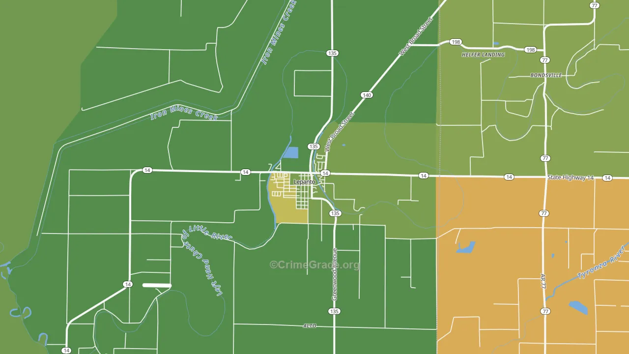 72354, AR Map of Vehicle Theft Rates