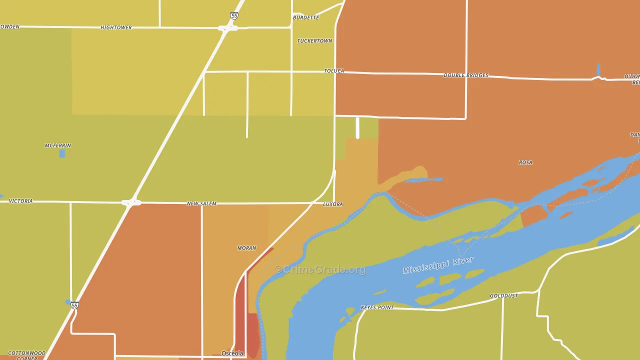 72358, AR Map of Vehicle Theft Rates