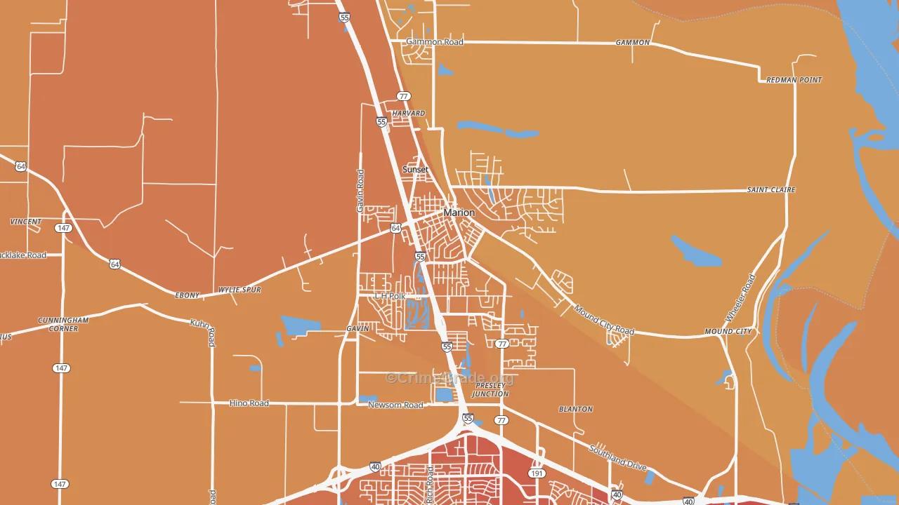 72364, AR Map of Vehicle Theft Rates