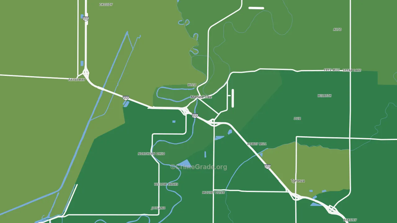 72365, AR Map of Vehicle Theft Rates