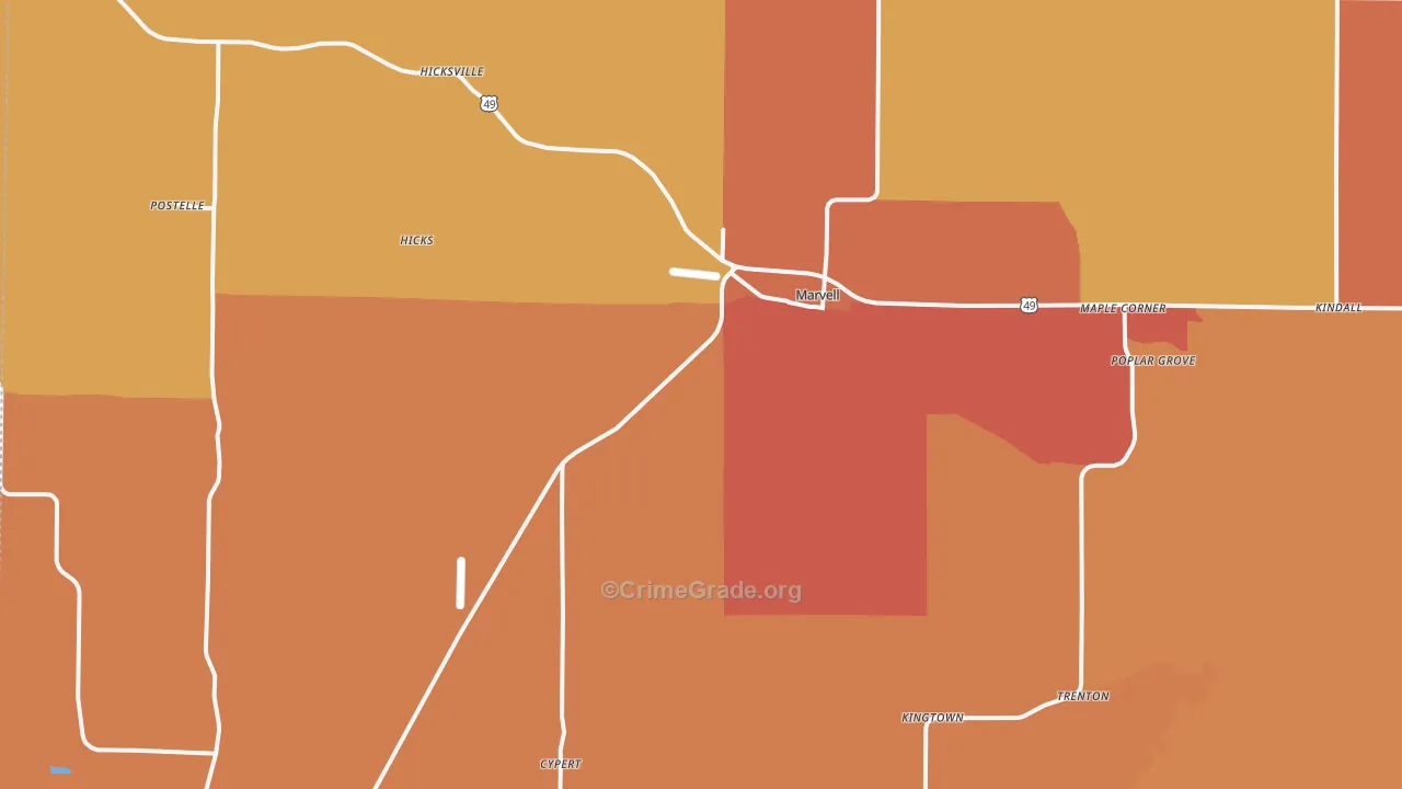 72366, AR Map of Vehicle Theft Rates
