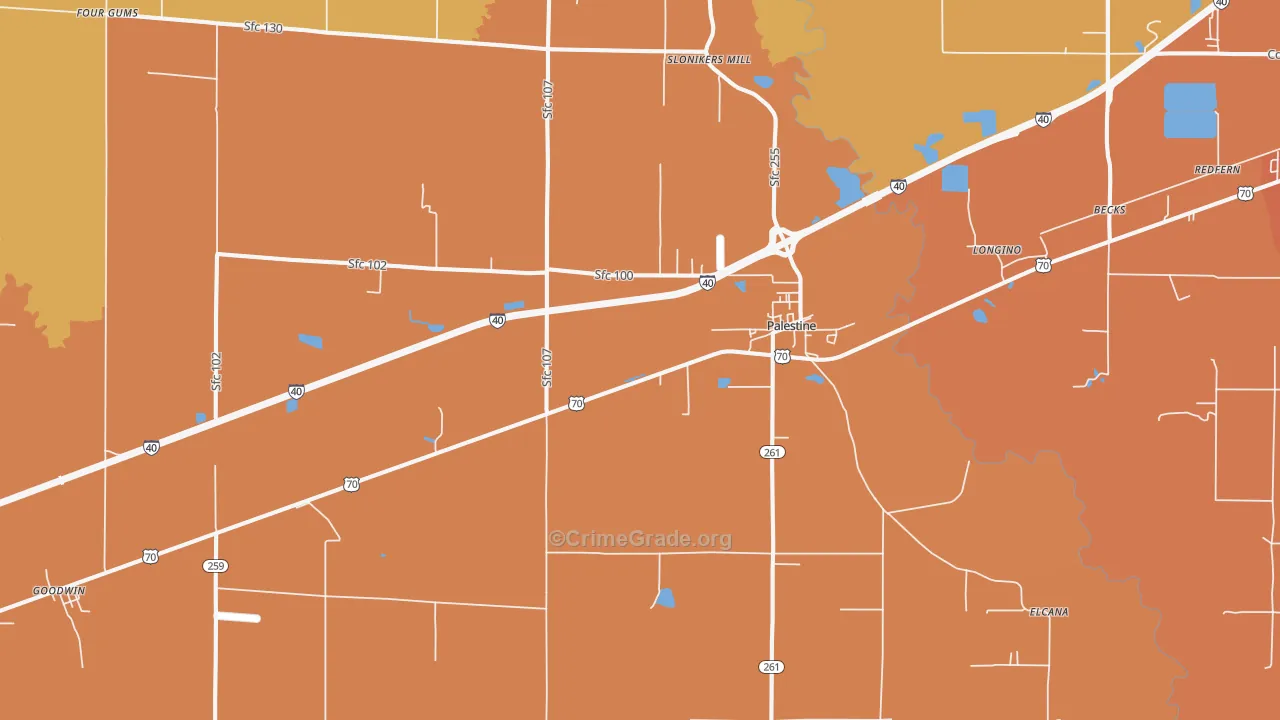 72372, AR Map of Vehicle Theft Rates