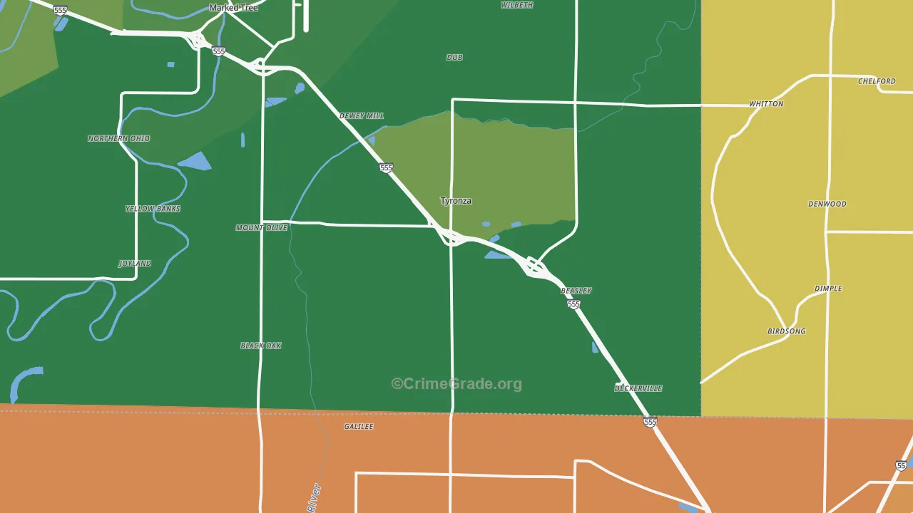 72386, AR Map of Vehicle Theft Rates