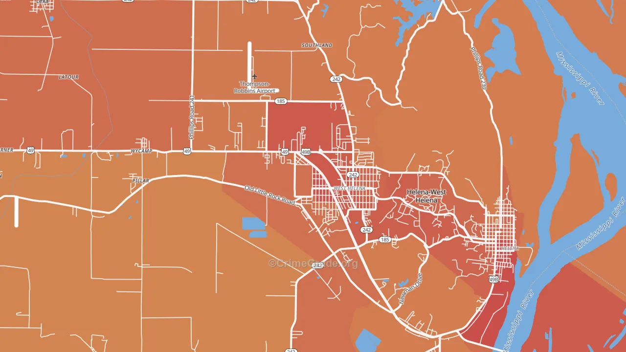 72390, AR Map of Vehicle Theft Rates