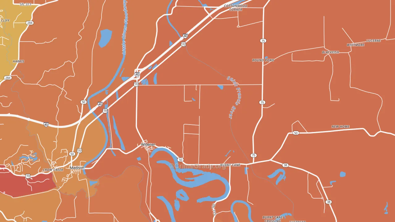 72394, AR Map of Vehicle Theft Rates