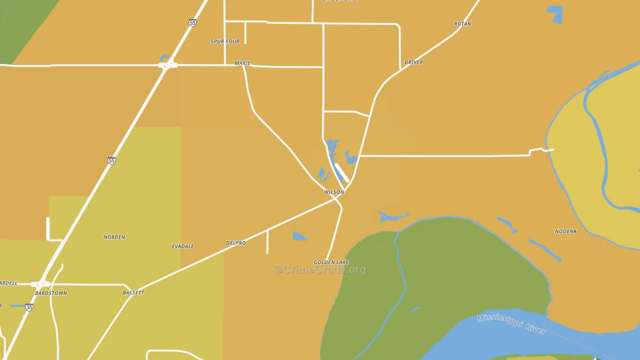 72395, AR Map of Vehicle Theft Rates