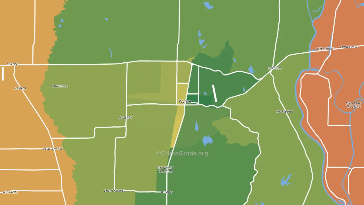 72396, AR Map of Vehicle Theft Rates