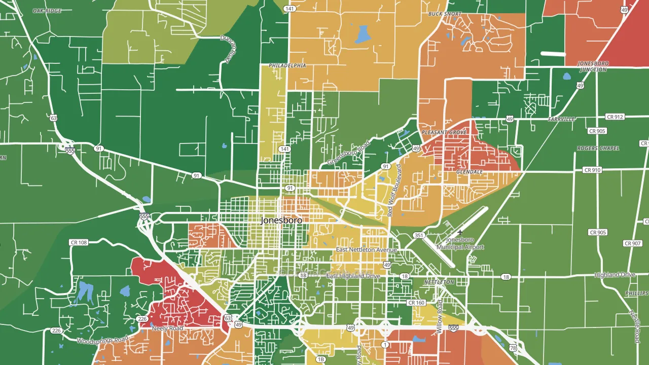 72401, AR Map of Vehicle Theft Rates