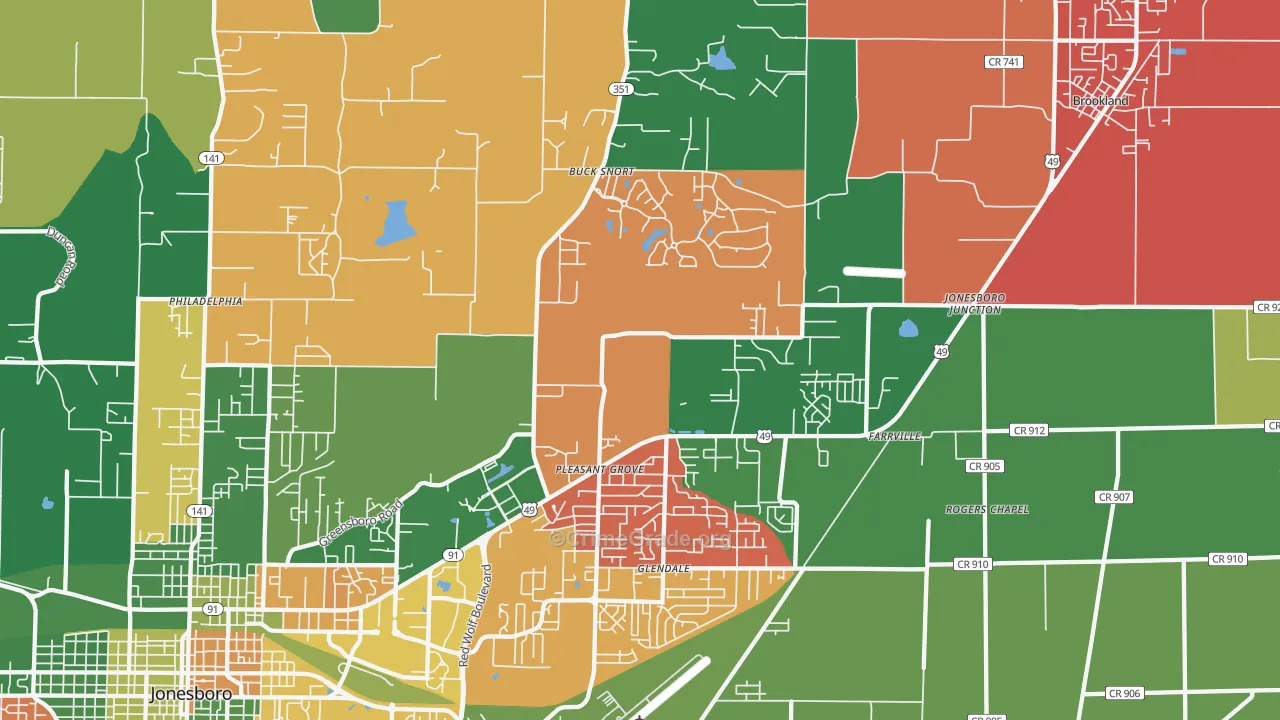 72405, AR Map of Vehicle Theft Rates