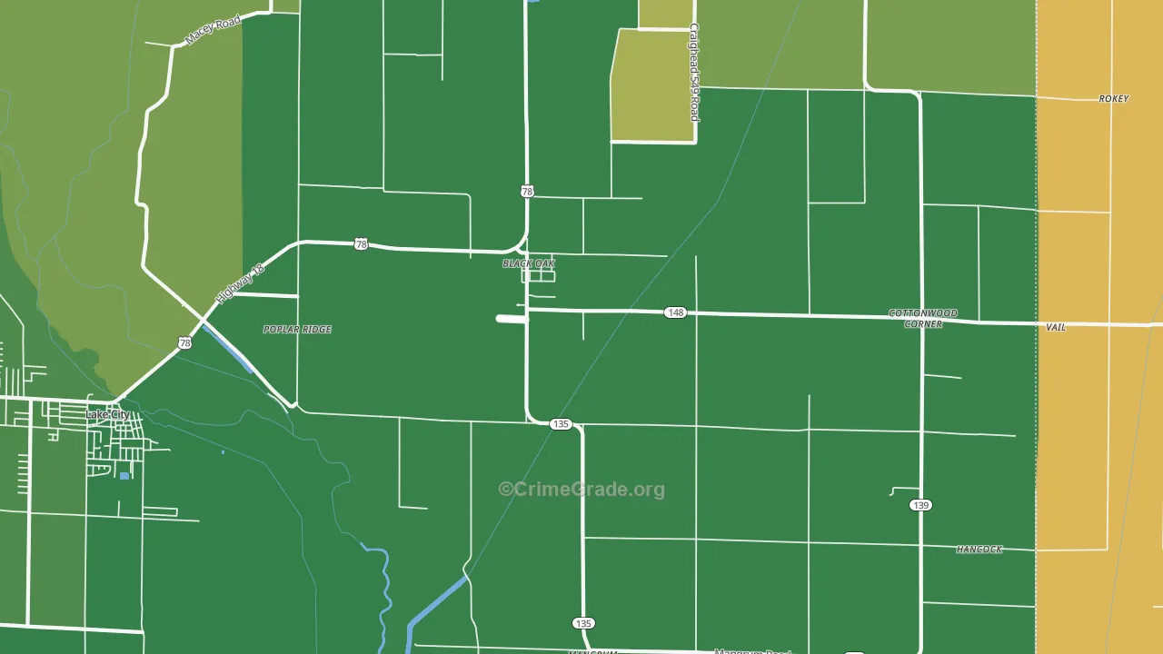72414, AR Map of Vehicle Theft Rates