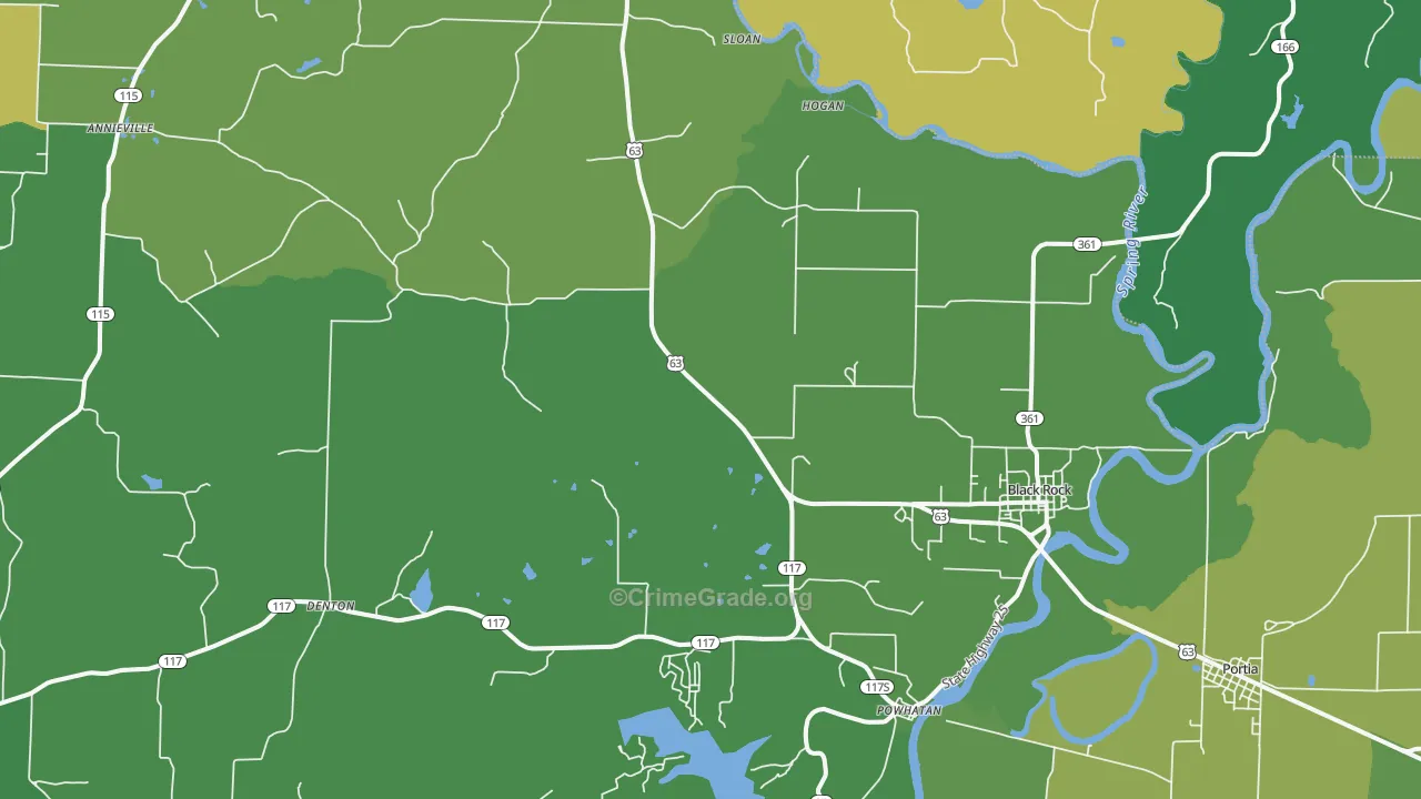 72415, AR Map of Vehicle Theft Rates