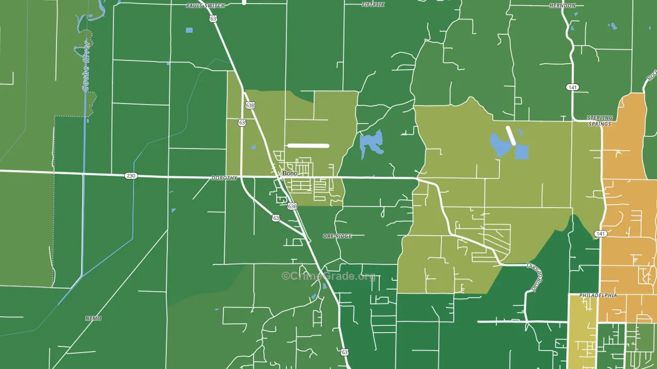 72416, AR Map of Vehicle Theft Rates