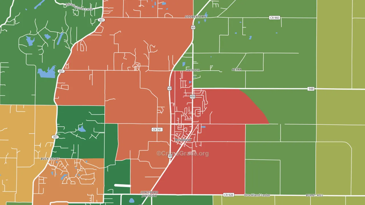 72417, AR Map of Vehicle Theft Rates
