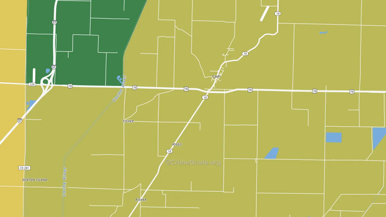 72421, AR Map of Vehicle Theft Rates