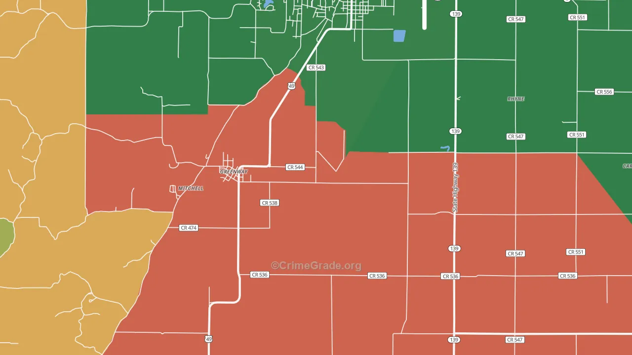 72430, AR Map of Vehicle Theft Rates
