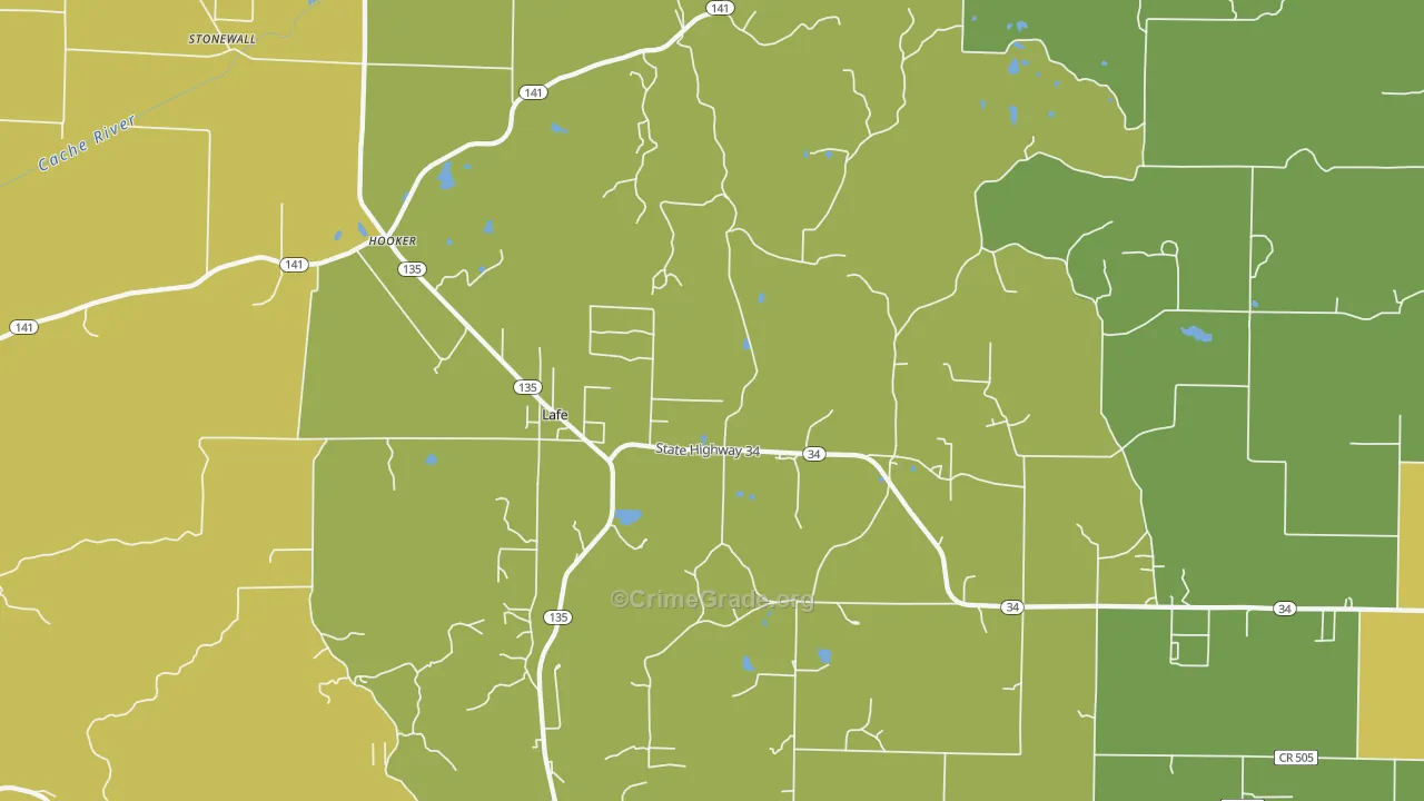 72436, AR Map of Vehicle Theft Rates