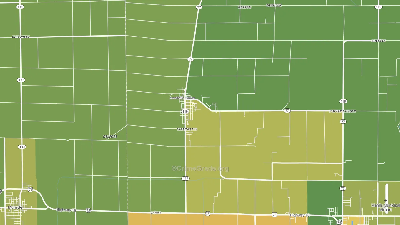 72438, AR Map of Vehicle Theft Rates
