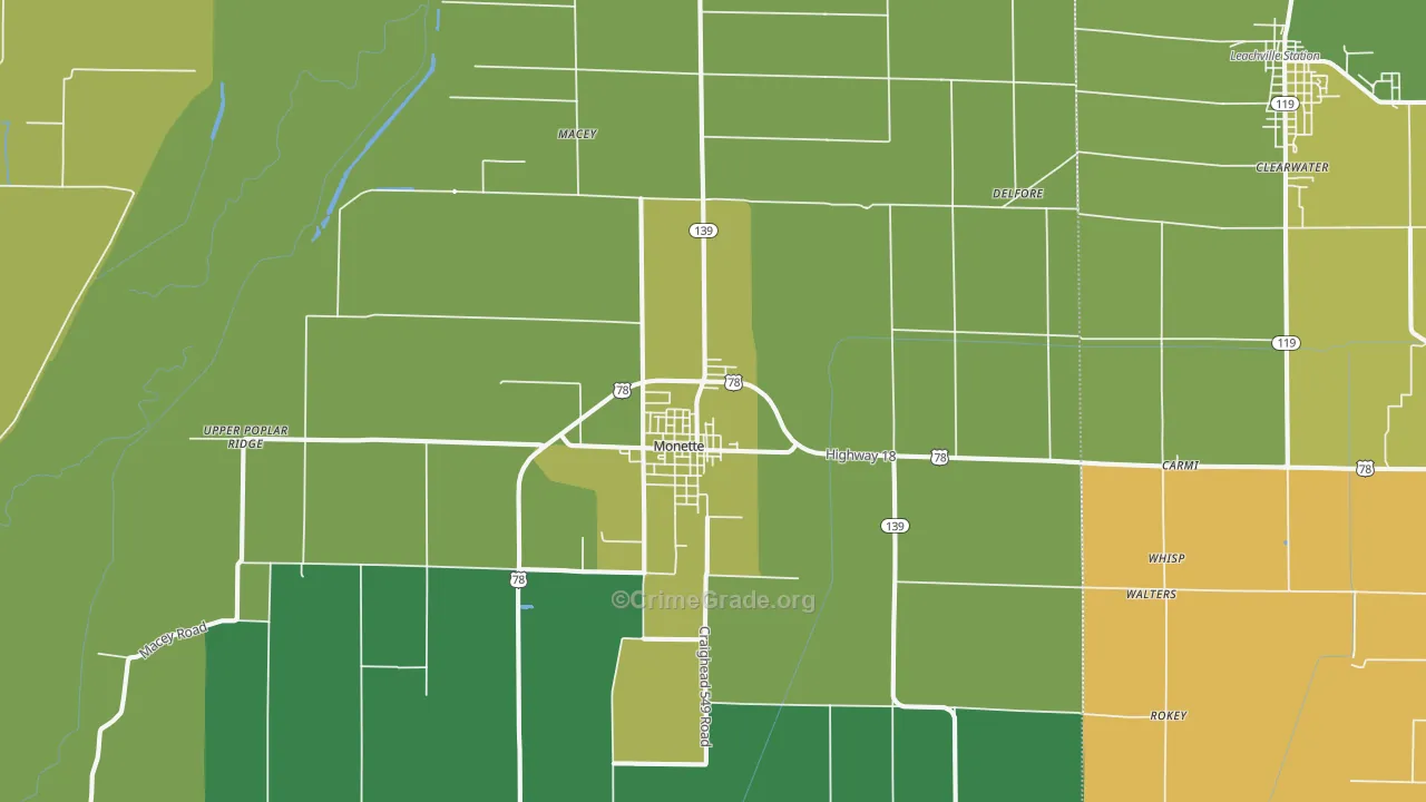 72447, AR Map of Vehicle Theft Rates