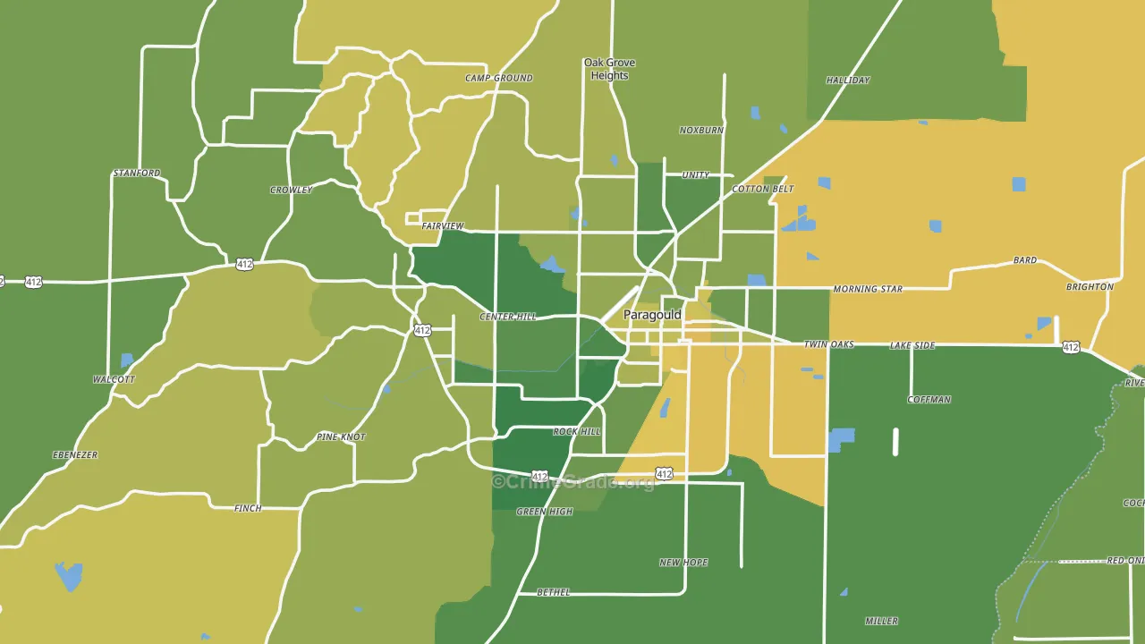 72450, AR Map of Vehicle Theft Rates