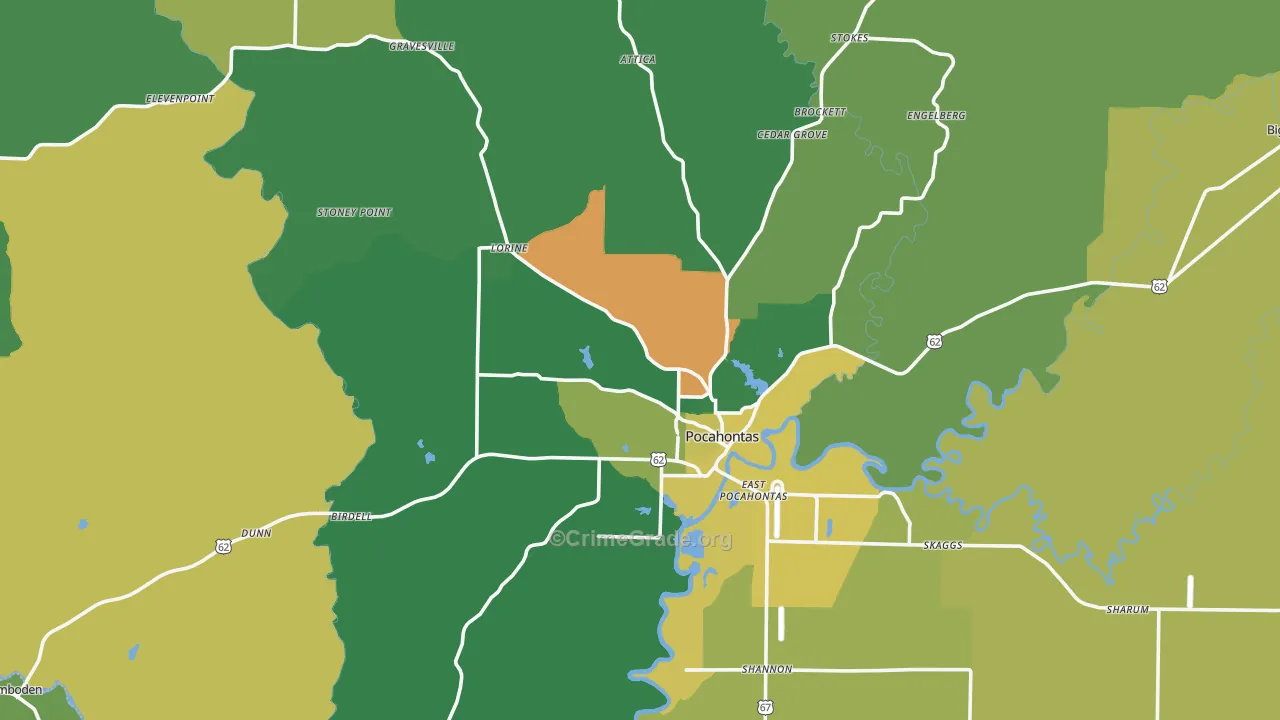 72455, AR Map of Vehicle Theft Rates