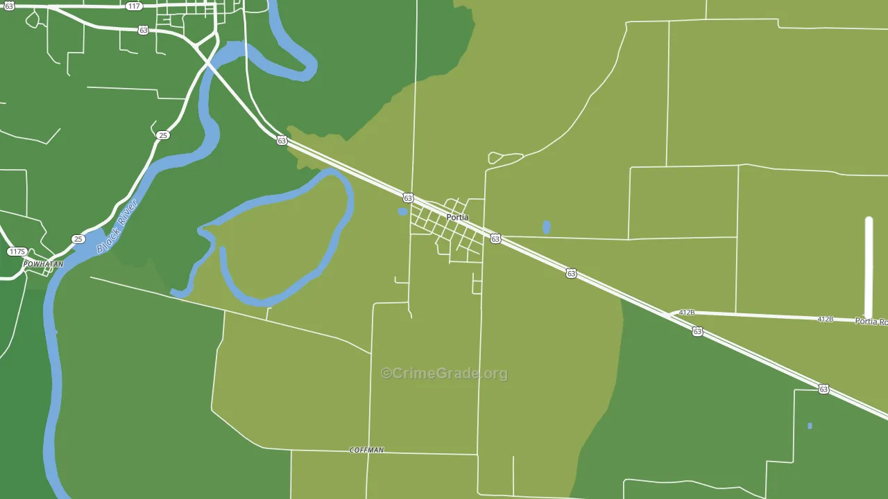72457, AR Map of Vehicle Theft Rates