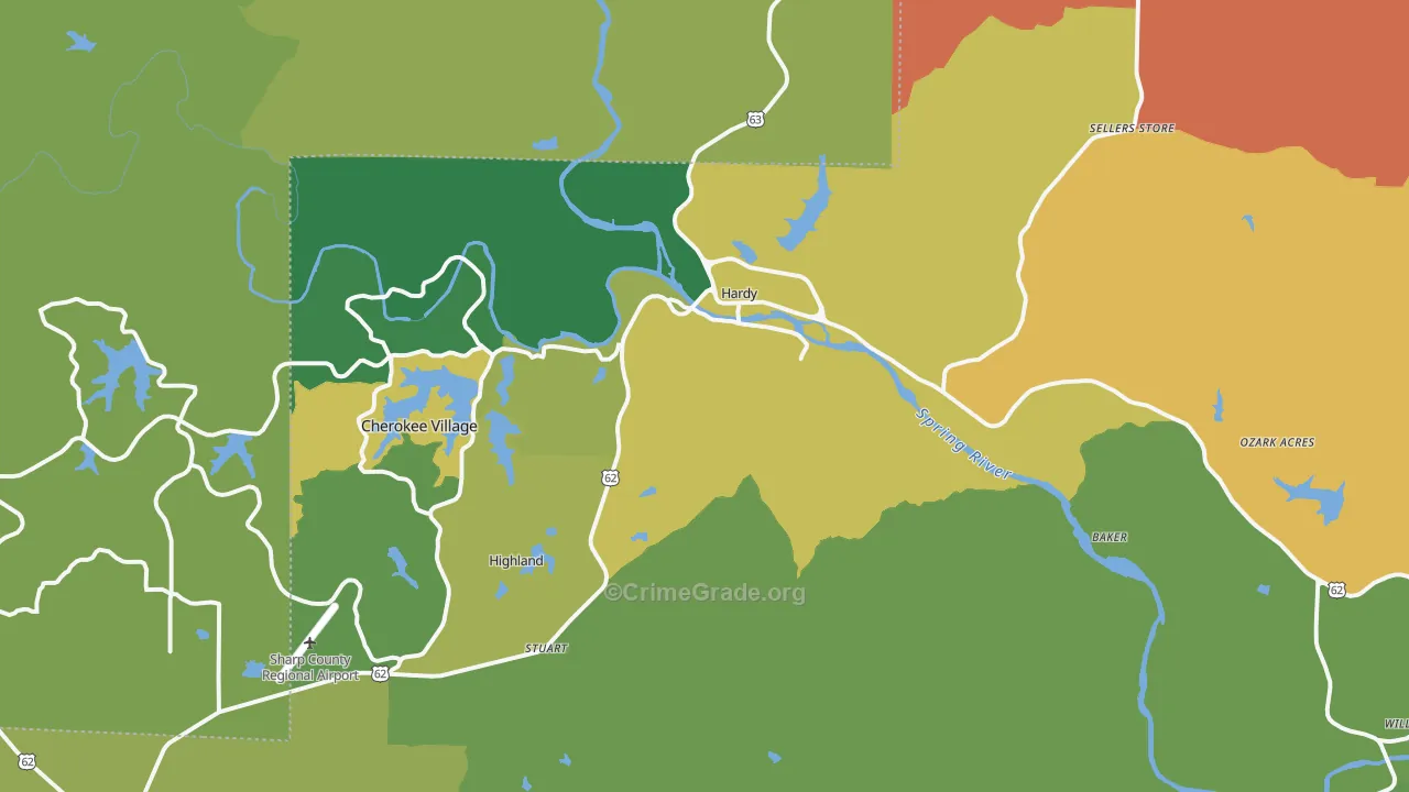 72542, AR Map of Vehicle Theft Rates