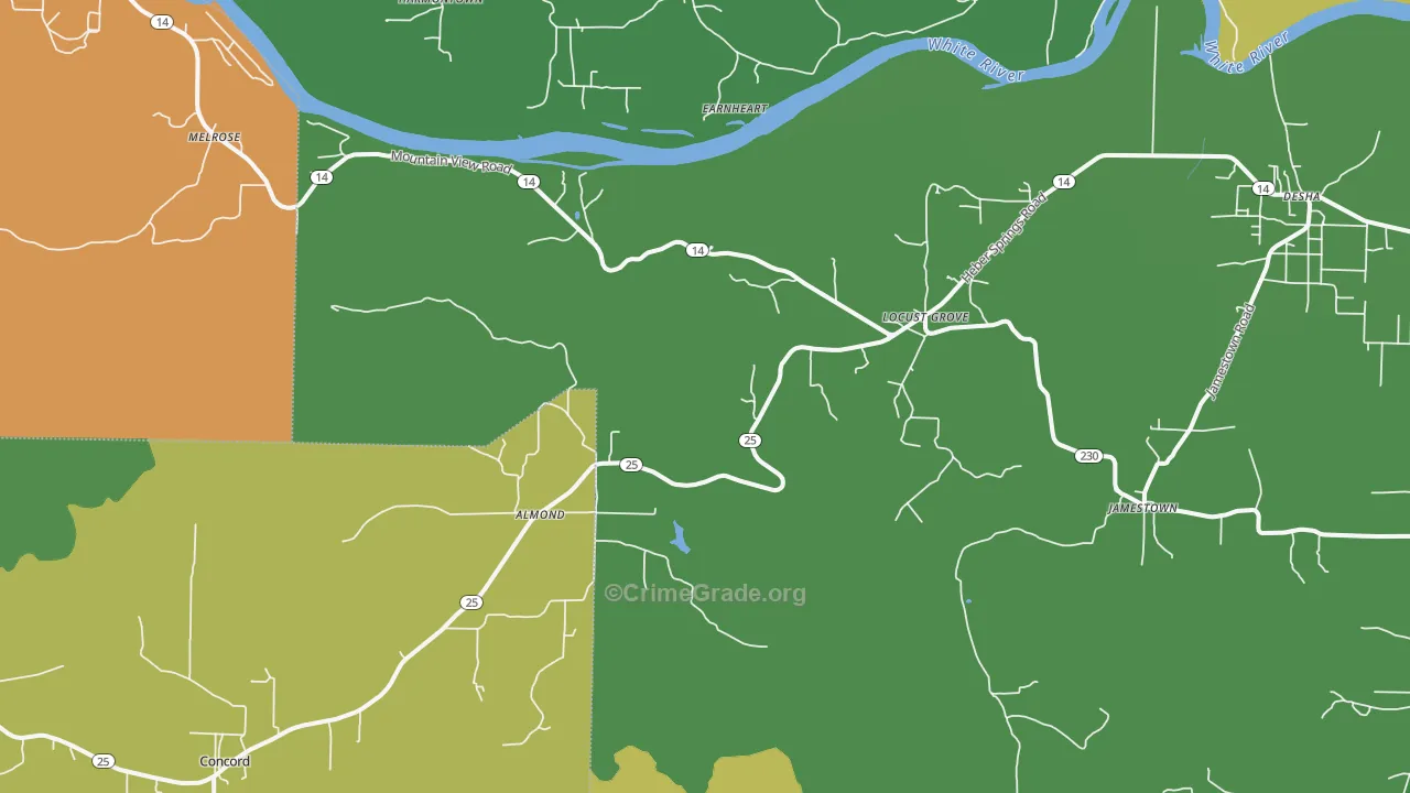 72550, AR Map of Vehicle Theft Rates