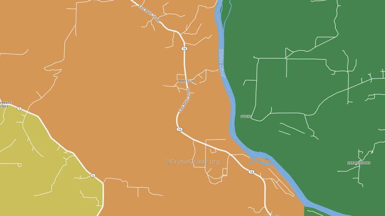 72555, AR Map of Vehicle Theft Rates