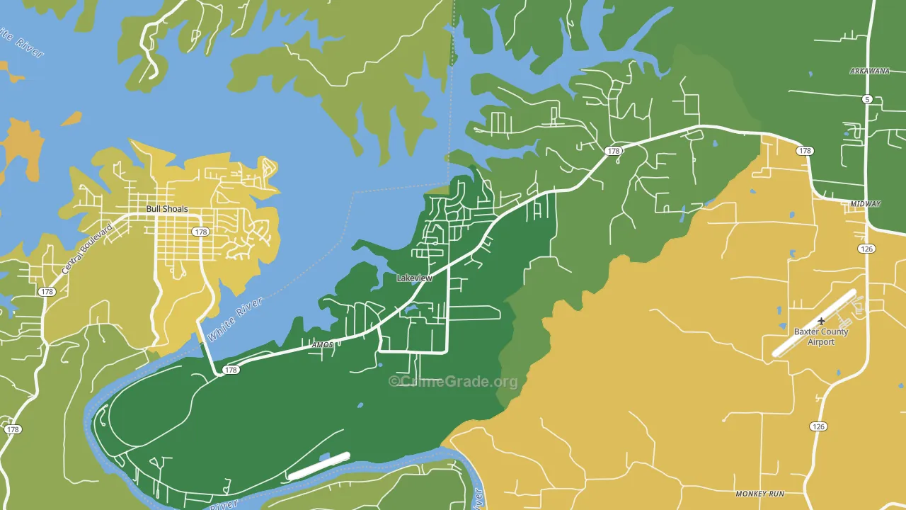 72642, AR Map of Vehicle Theft Rates