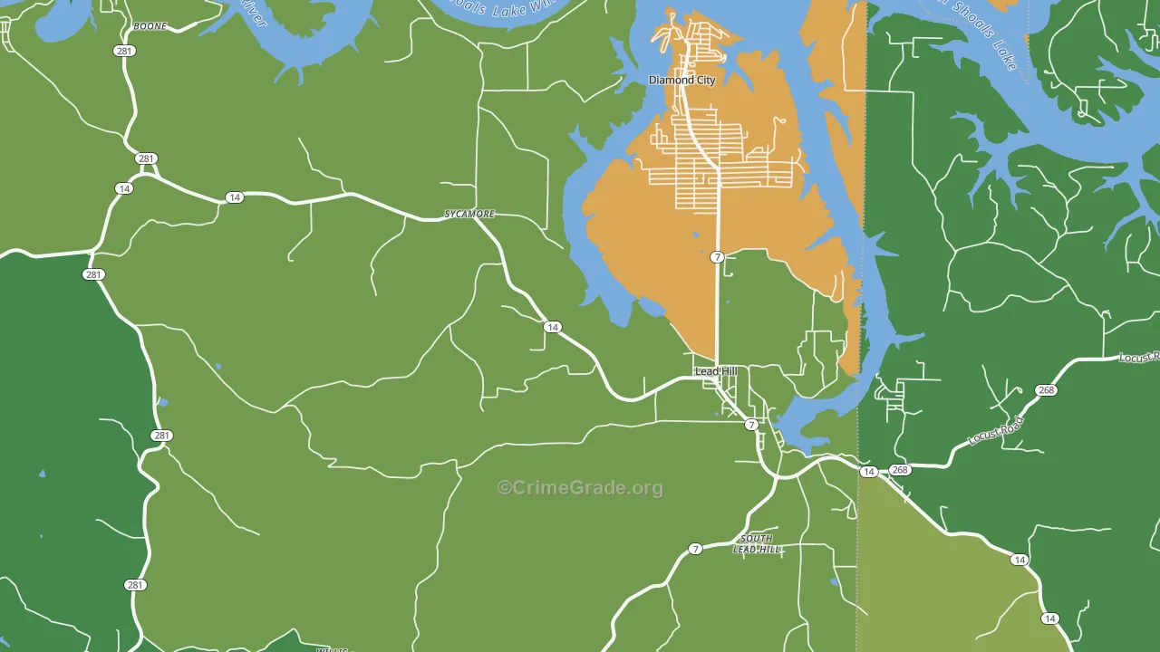 72644, AR Map of Vehicle Theft Rates