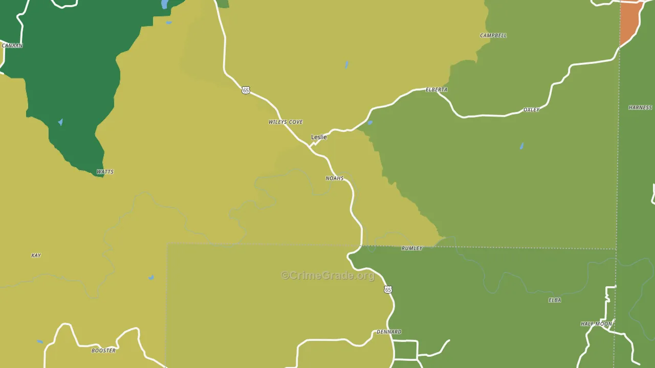 72645, AR Map of Vehicle Theft Rates