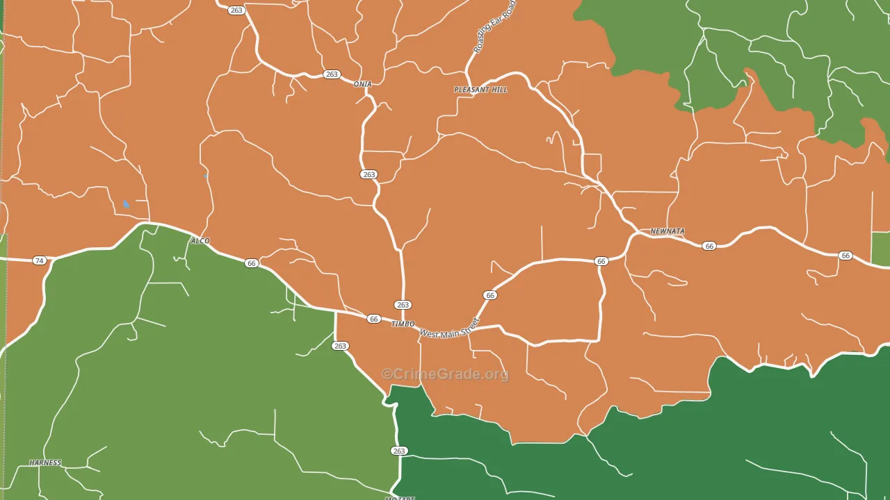72680, AR Map of Vehicle Theft Rates