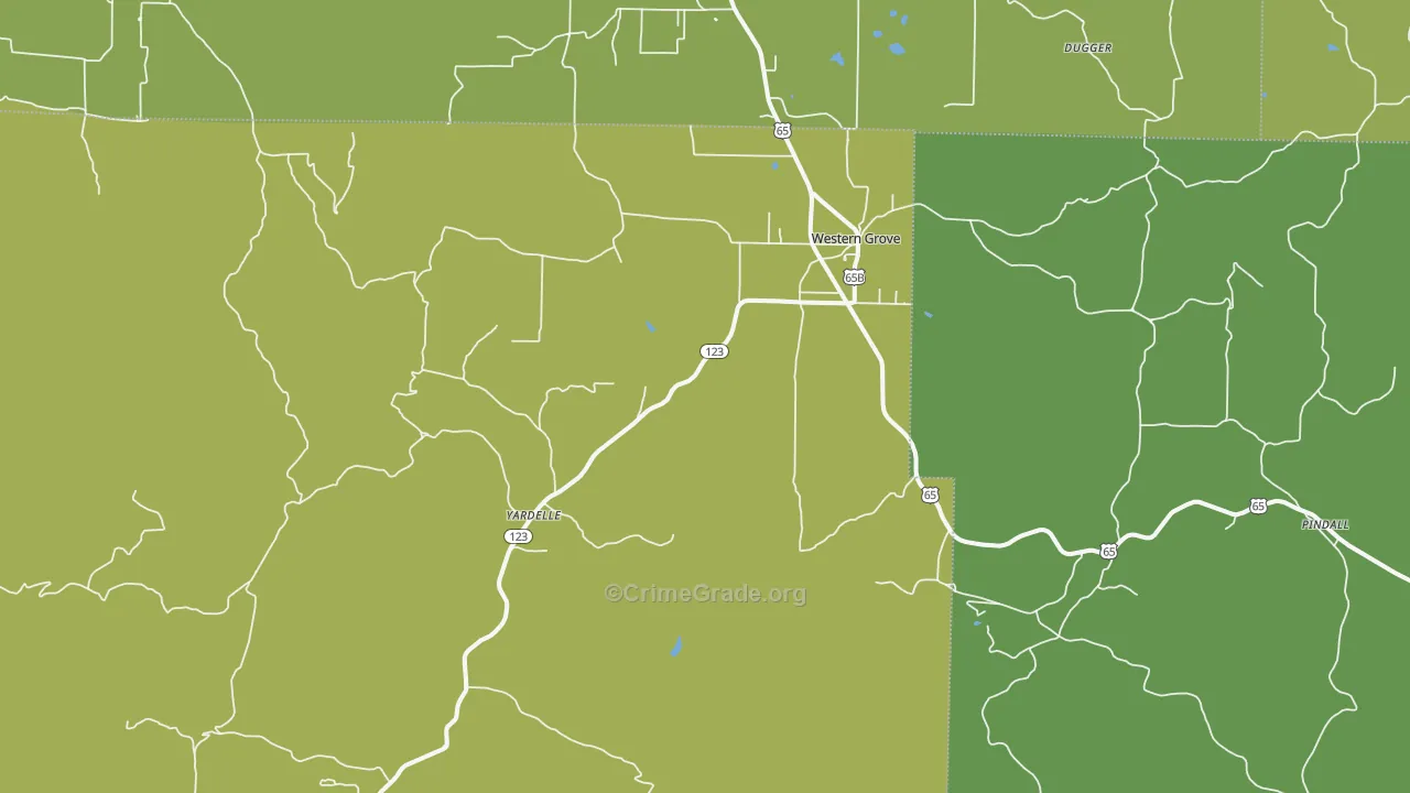 72685, AR Map of Vehicle Theft Rates