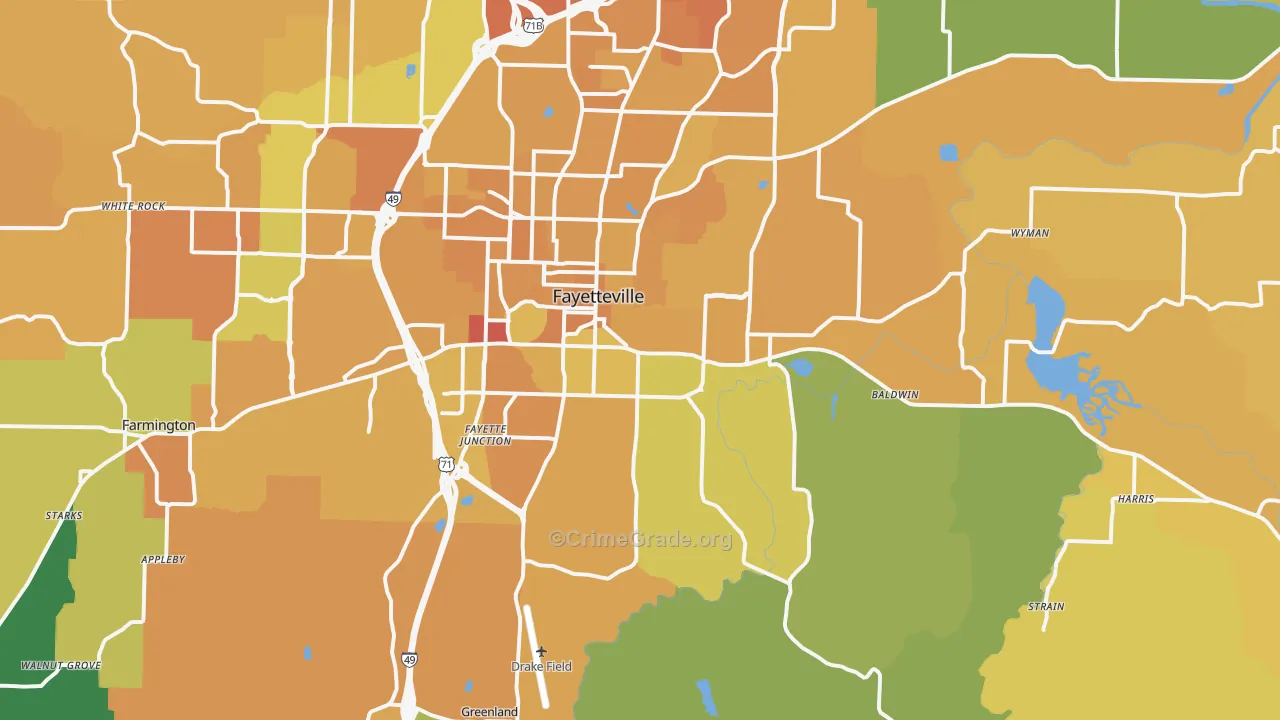 72701, AR Map of Vehicle Theft Rates