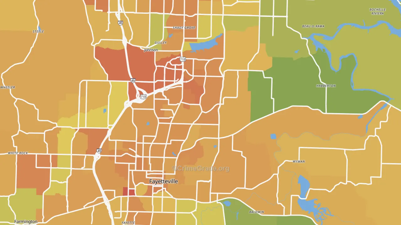 72703, AR Map of Vehicle Theft Rates