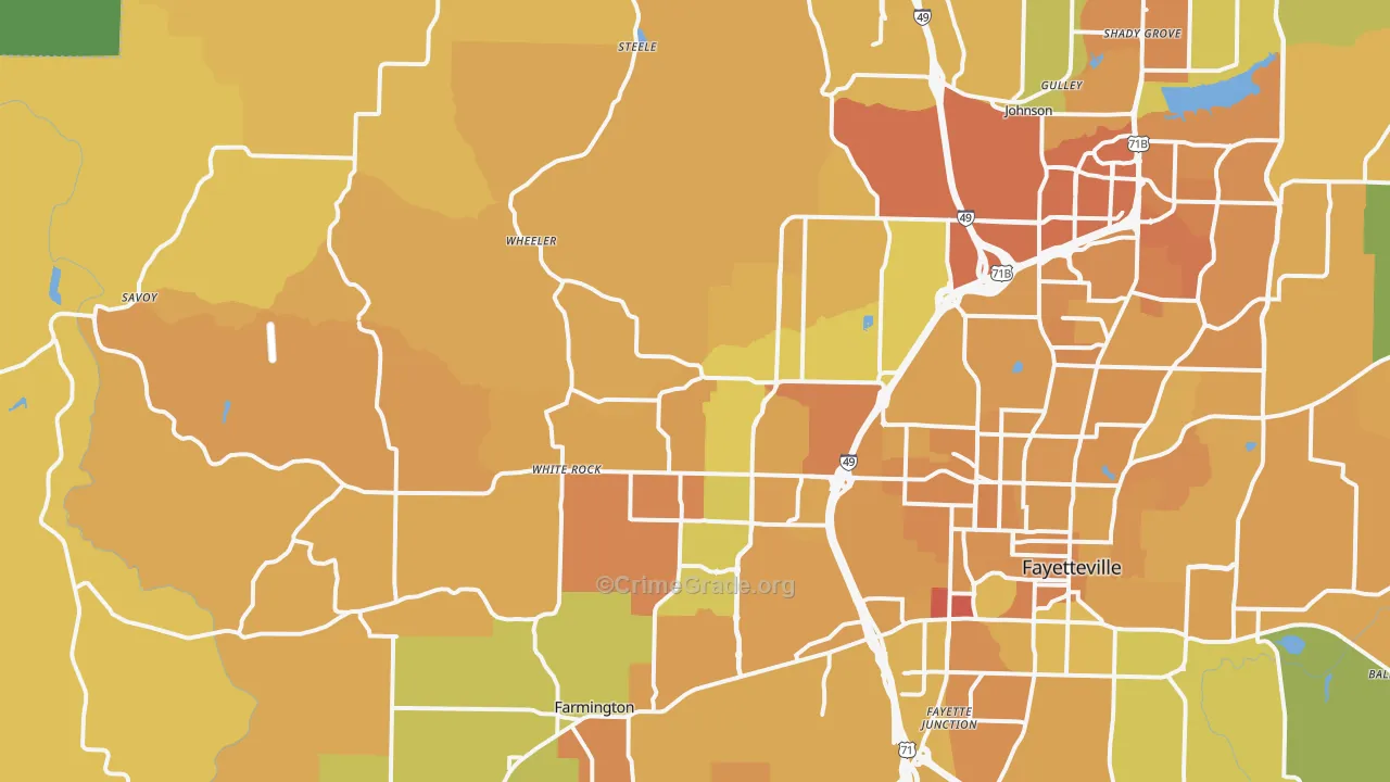 72704, AR Map of Vehicle Theft Rates