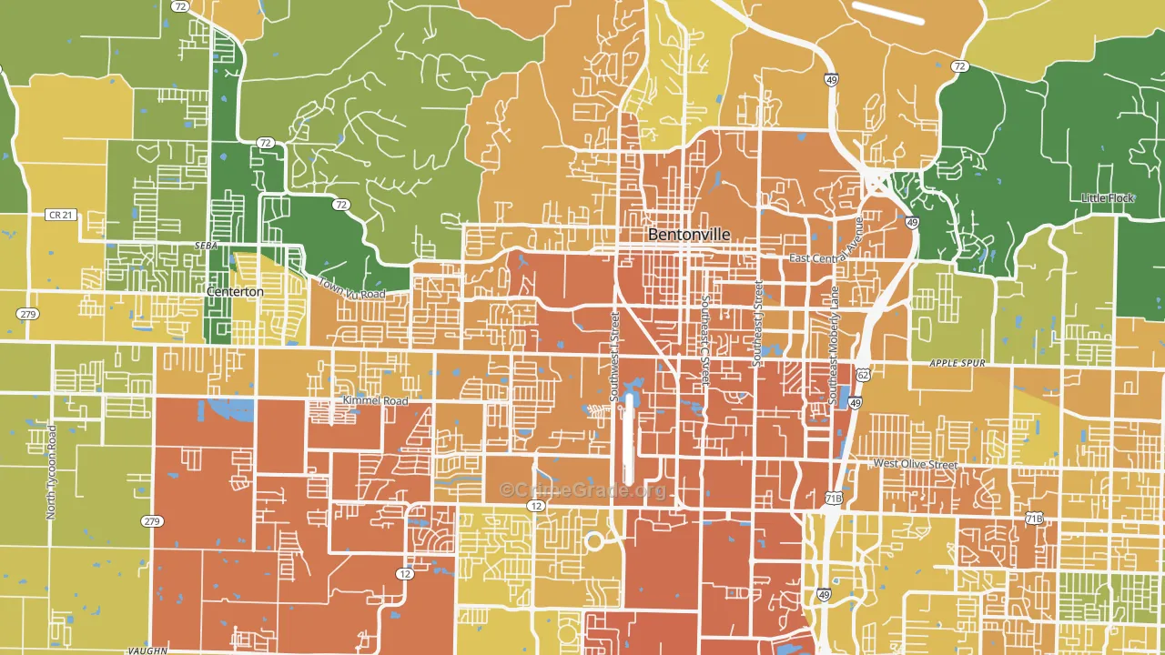 72712, AR Map of Vehicle Theft Rates