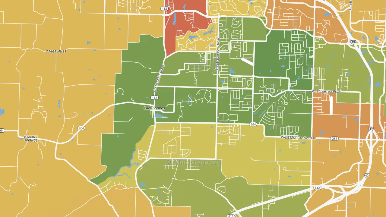 72718, AR Map of Vehicle Theft Rates