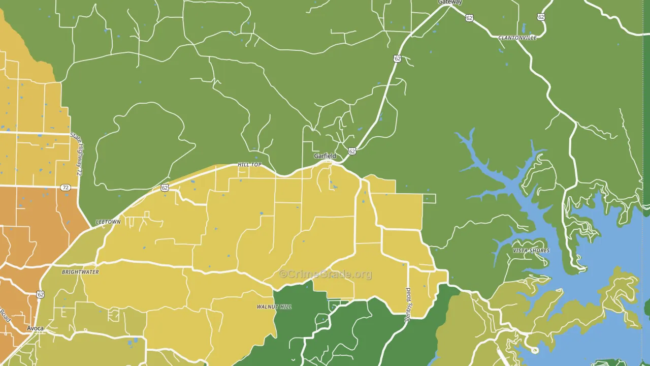 72732, AR Map of Vehicle Theft Rates